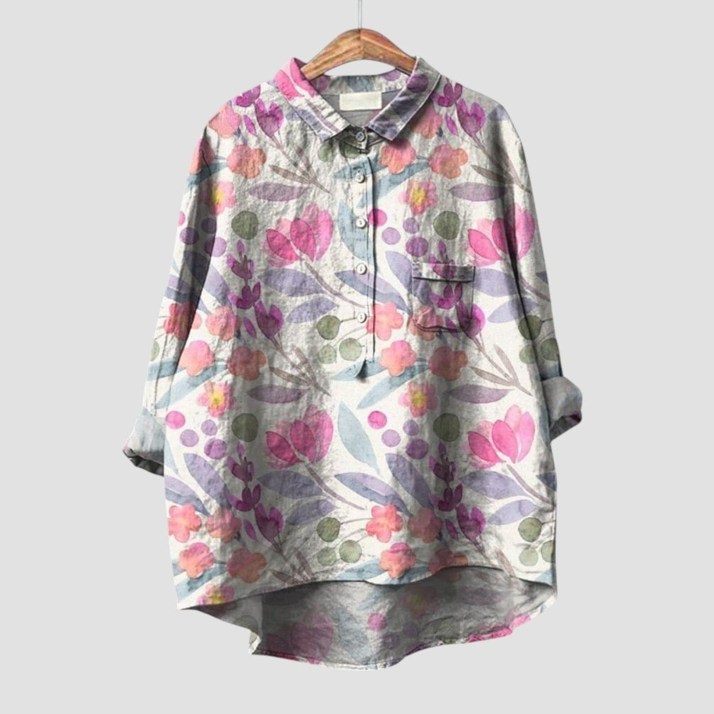 Viviana ⏐ Blusa floral oversize con tonos pastel y estilo delicado