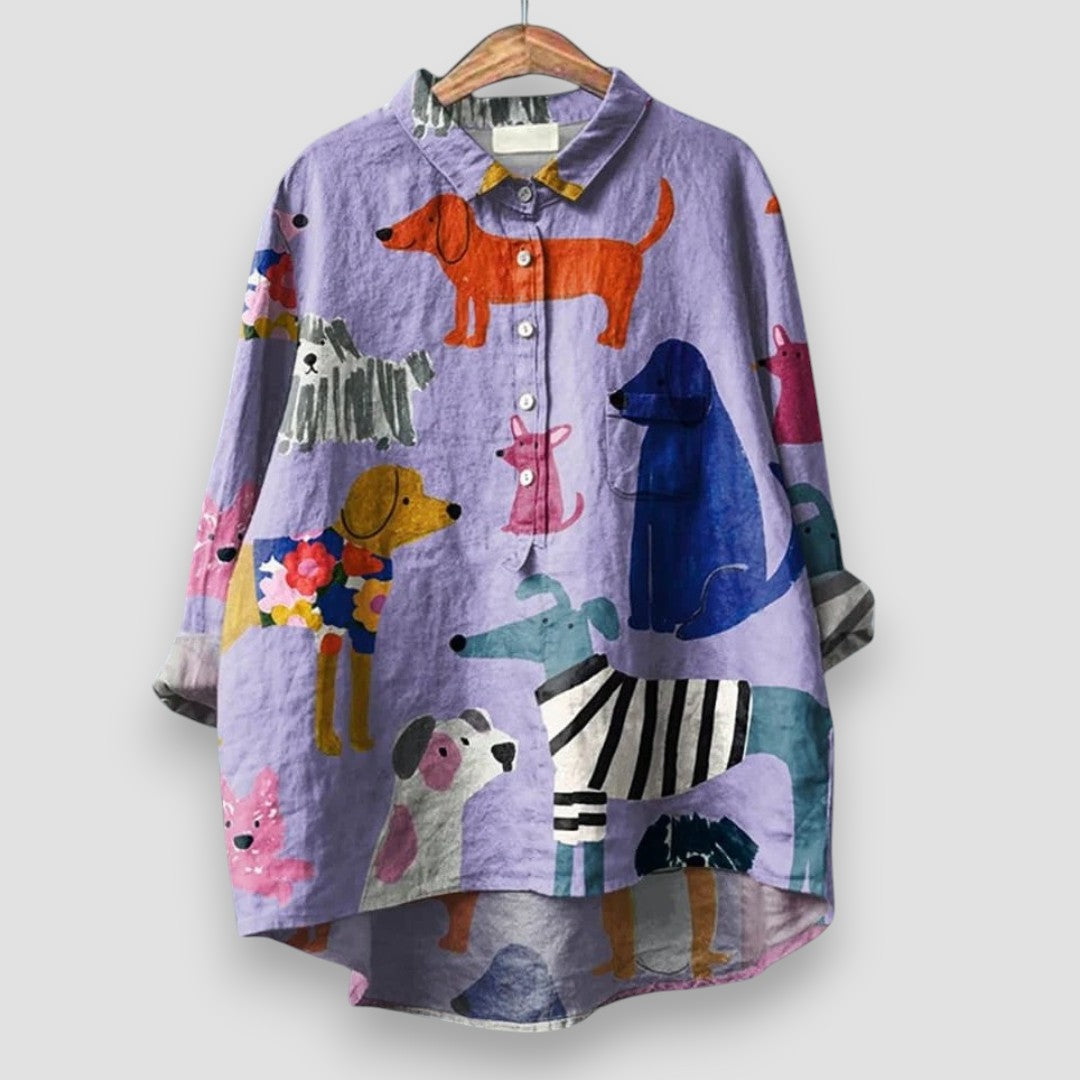 Chaya - Camisa de mujer con estampado de perro