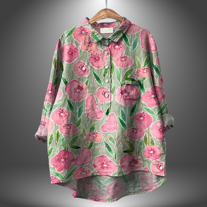 Vina - Camisa Floral Artesanal de Mujer