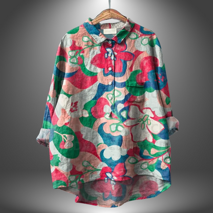 Vina - Camisa Floral Artesanal de Mujer