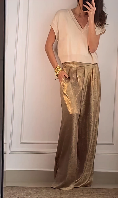 Aloise - Conjunto elegante de top y pantalón