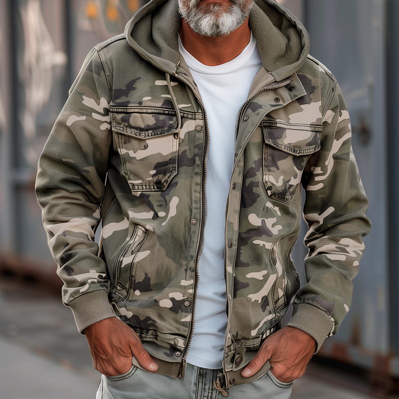 Elian - Chaqueta Cargo Camuflaje Hombre – Con Capucha y Bolsillos