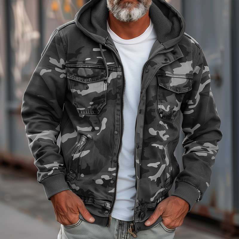 Elian - Chaqueta Cargo Camuflaje Hombre – Con Capucha y Bolsillos
