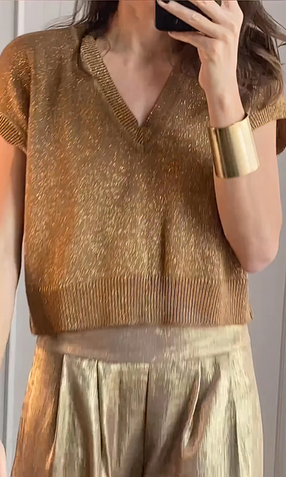 Aloise - Conjunto elegante de top y pantalón