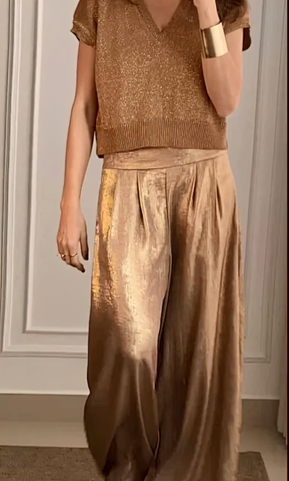 Aloise - Conjunto elegante de top y pantalón