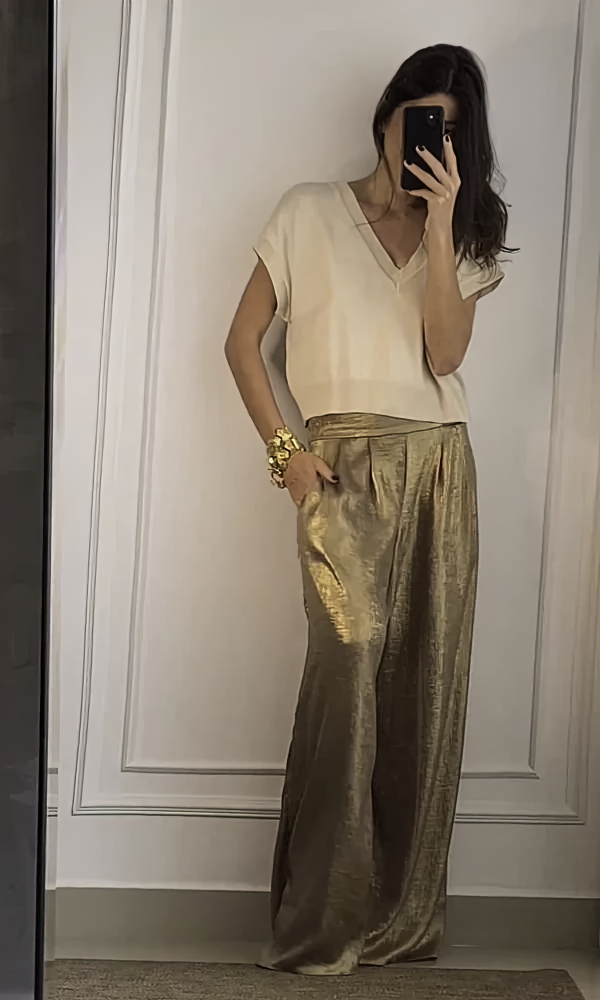 Aloise - Conjunto elegante de top y pantalón
