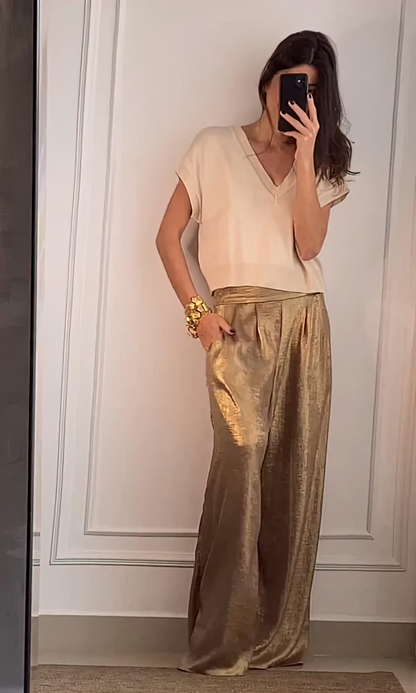 Aloise - Conjunto elegante de top y pantalón