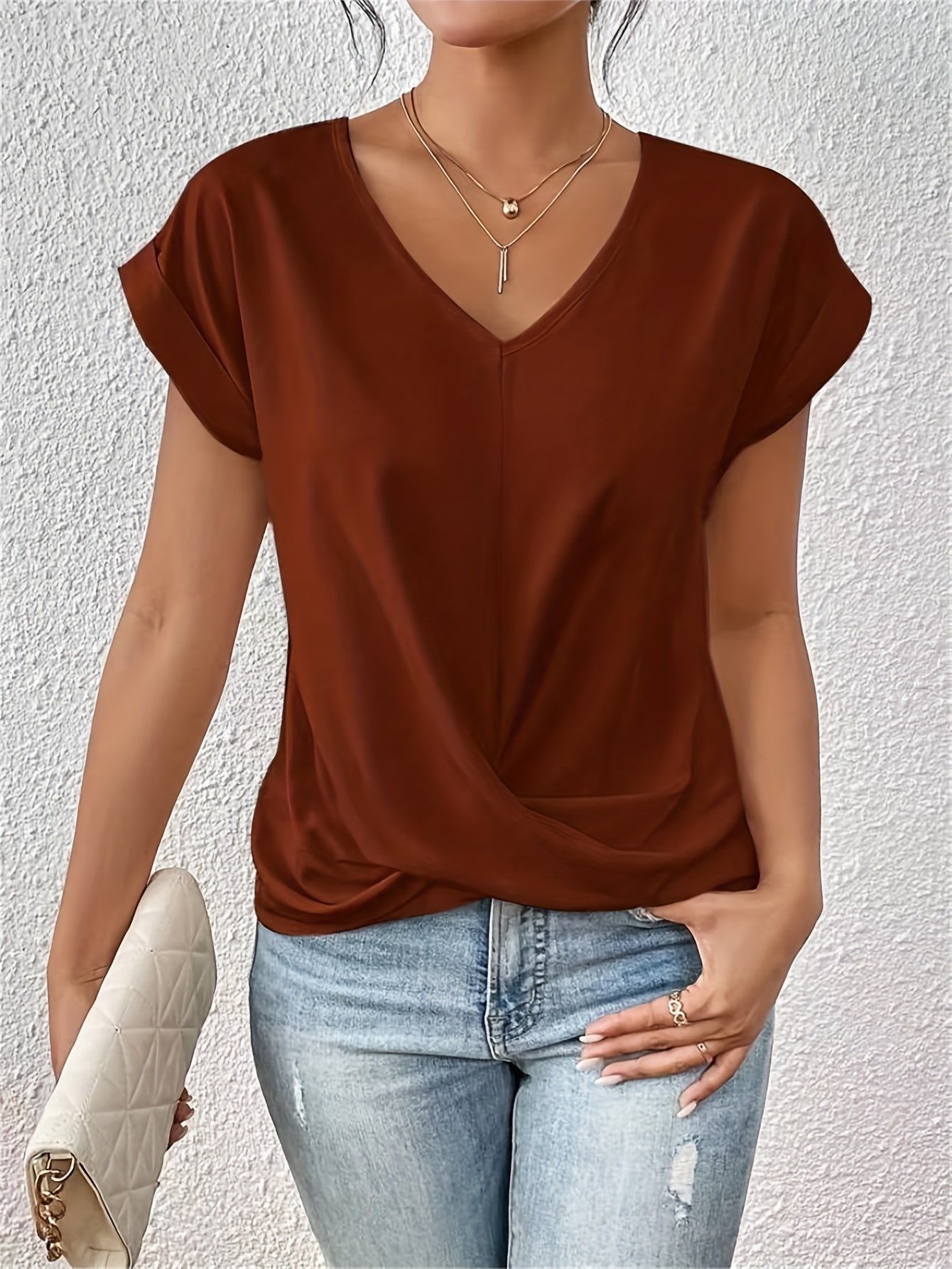 Éloïse -Camiseta casual con escote corazón