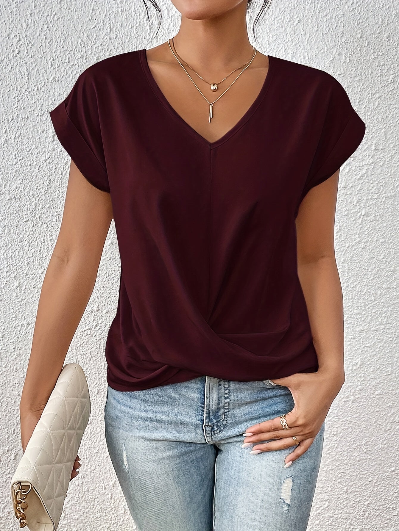 Éloïse -Camiseta casual con escote corazón