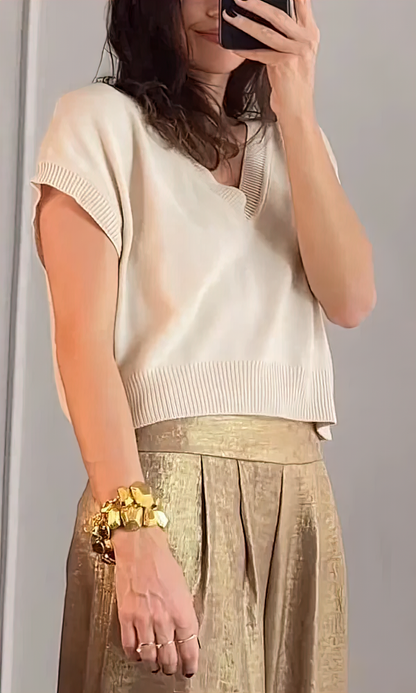 Aloise - Conjunto elegante de top y pantalón