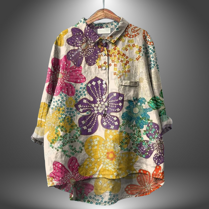 Vina - Camisa Floral Artesanal de Mujer