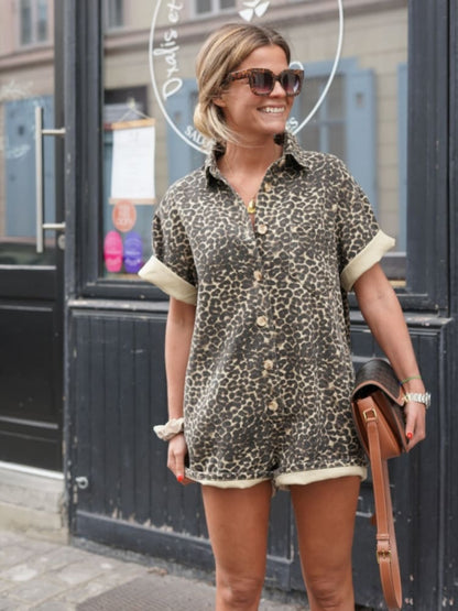 Nonette - Mono tipo camisa con estampado de leopardo