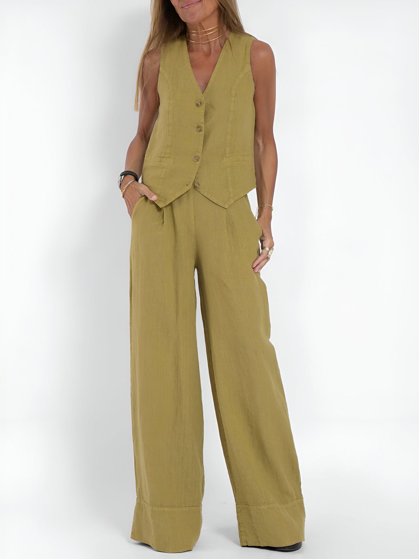 Martina - Top elegante para mujer (+ pantalón a juego GRATIS)