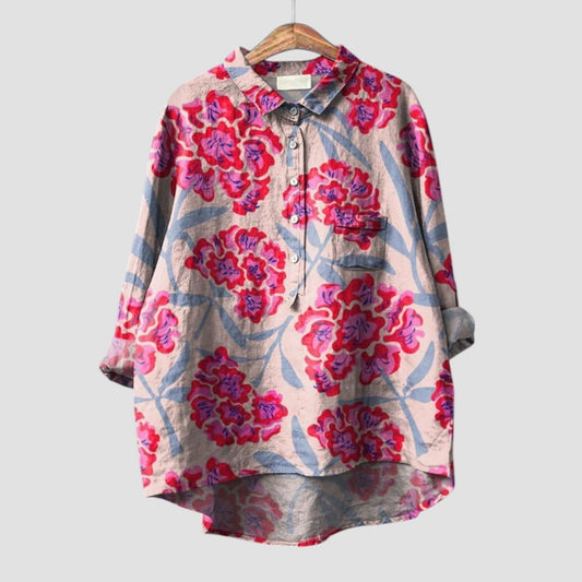 Renata ⏐ Blusa floral oversize para mujer con estilo atrevido y comodidad fluida