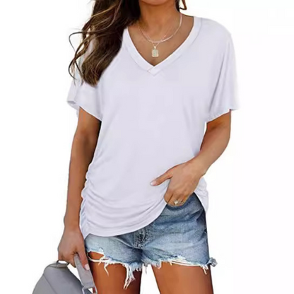 Eily - Camisa clásica de corte holgado con cuello en V