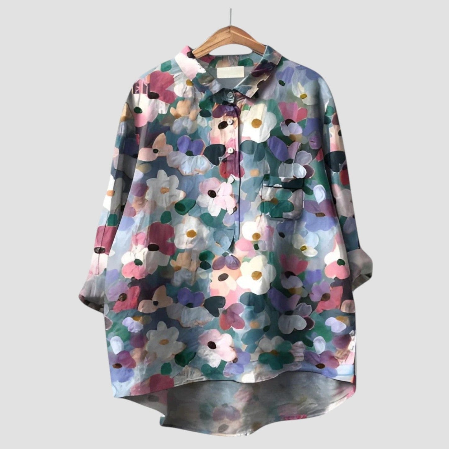 VERONICA ⏐ Blusa Oversize con Estampado Floral Artístico