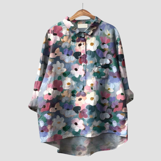VERONICA ⏐ Blusa Oversize con Estampado Floral Artístico