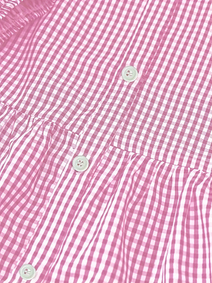 Rose - Vestido a cuadros con botones y falda de volantes