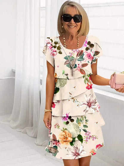Nita - Vestido Floral con Pliegues y Volantes