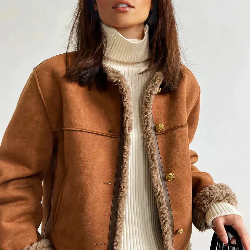 Neva - Chaqueta de Botones de Piel de Oveja