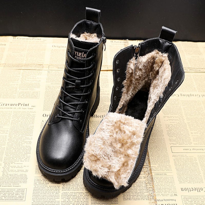 Lela - Botas invernales de cuero negro