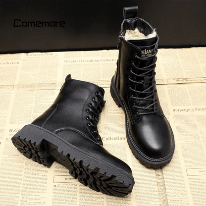 Lela - Botas invernales de cuero negro