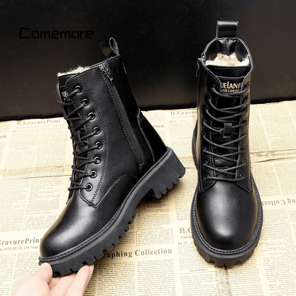 Lela - Botas invernales de cuero negro
