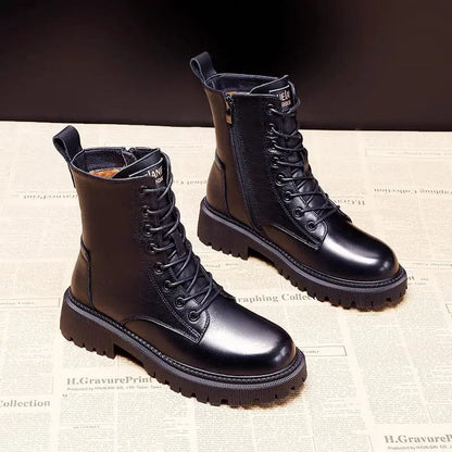 Lela - Botas invernales de cuero negro