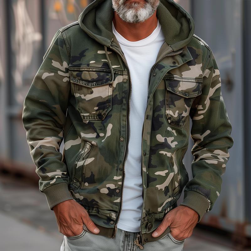 Elian - Chaqueta Cargo Camuflaje Hombre – Con Capucha y Bolsillos