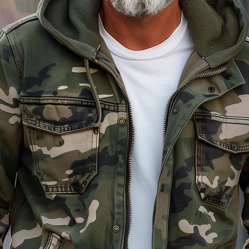 Elian - Chaqueta Cargo Camuflaje Hombre – Con Capucha y Bolsillos